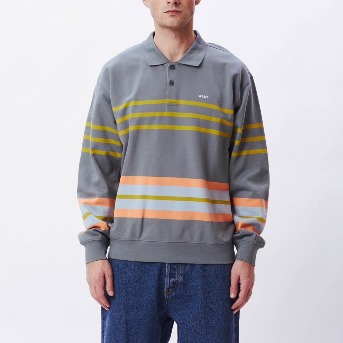 striped polo sweatshirt