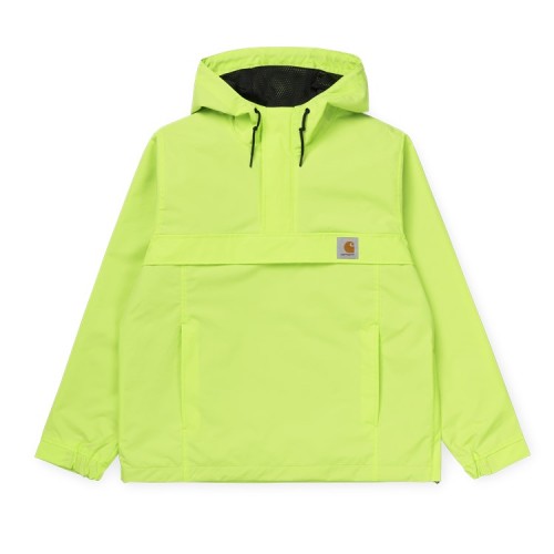 Carhartt Wip Nimbus Pullover Lime Greenwater repellent teflon fabric mesh  lined adjustable hood and bottom band two pockets with zip closure side