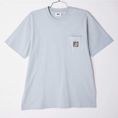 OBEY Point Organic Pocket T-Shirt Good Grey Blue - Penloe