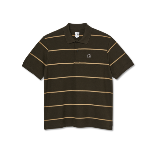 Polar Skate Co Stripe Polo Shirt Brown