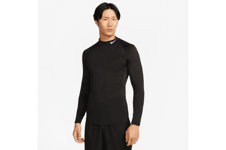 Nike Mock Neck Long Sleeve Top The Nike Pro collection is all about feeling confident doing your best no matter where you are on your workout journey. This slim fitting mock neck top has